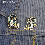 Cartoon Space Astronaut Cat Collection Enamel Pins Cute Cat Constellation And Fish Tank Brooches Lapel Hat Badge Jewelry Gifts