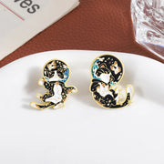 Cartoon Space Astronaut Cat Collection Enamel Pins Cute Cat Constellation And Fish Tank Brooches Lapel Hat Badge Jewelry Gifts